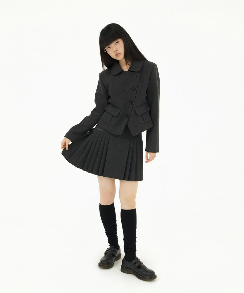 Mileko Diagonal Two Button Pleats Sk Charcoal