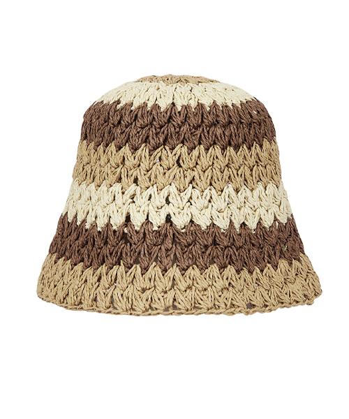 FAKEMAMA Striped Knit Bucket_Brown
