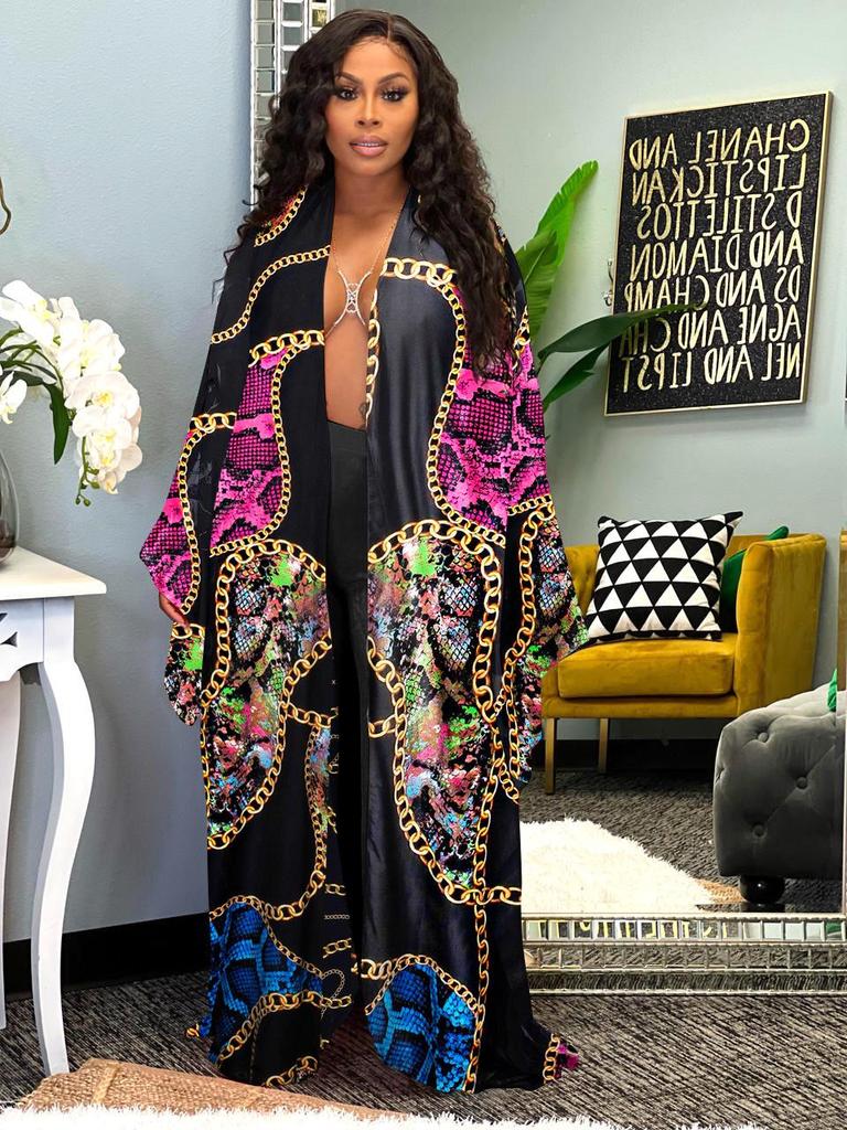 New Women's Multi-Color One Size Cover-Up with Modern Print