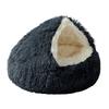 Round Hooded Plush Pet Bed Semi-Enclosed Indoor Small Cat Dog Cave Bed Winter Warm Kitten Puppy Sleeping Nest Pet Supplies