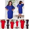 Damska Modna Sukienka Plus Size 6XL z Wycięciami, Krótkim Rękawem, Jednokolorowa, Dla Swobodnego Stylu**
