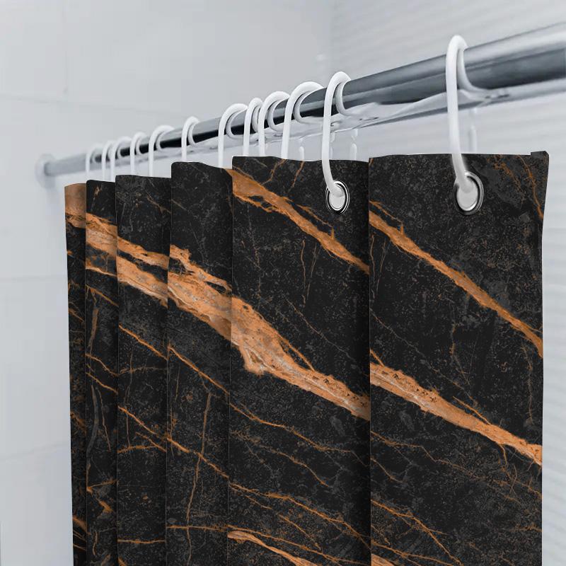 Luxurious Gold Marble Shower Curtain Modern Black Bath Decor Waterproof Fabric For Bathroom Large Size Customizable Printing