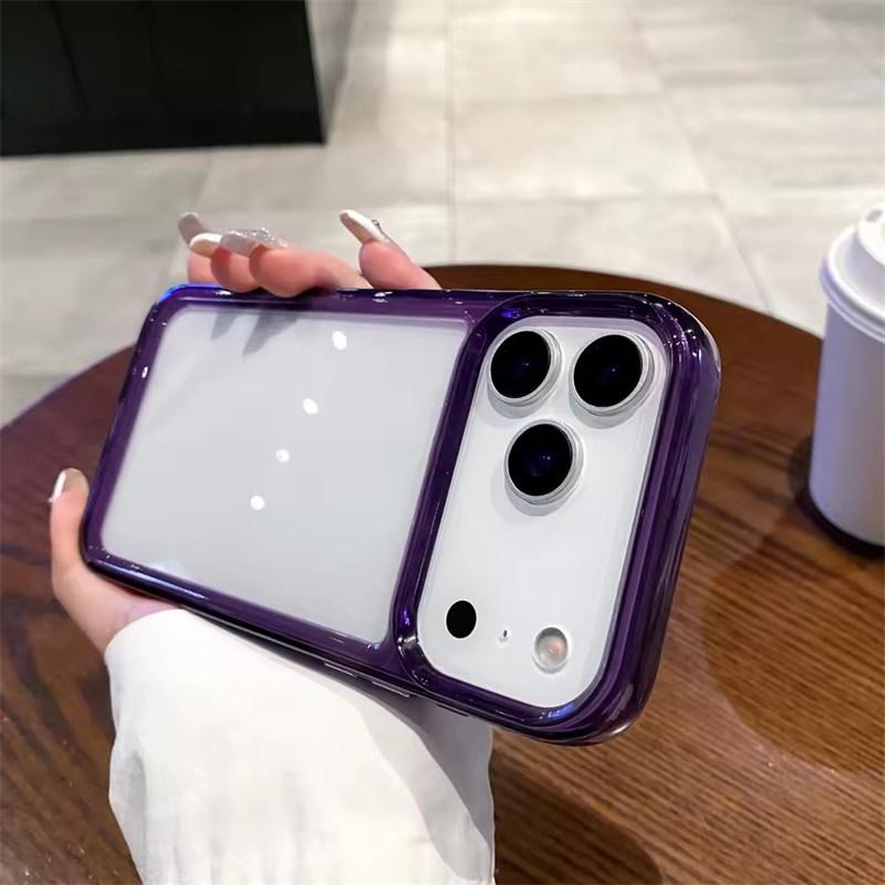 

Прозрачный акриловый чехол для телефона для iPhone 17 Air 17 Pro Max Бампер Жесткая Противоударная Задняя Крышка iPhone 17 Pro фиолетовый