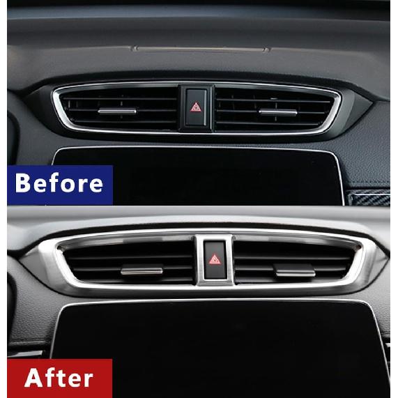 Car Accessories Fit For Honda CR-V CRV 2017 2018 2019 2020 2021 2022 Interior Center Console Middle AC Air Outlet Vent Trim (Matte Silver) ABS 1 PC