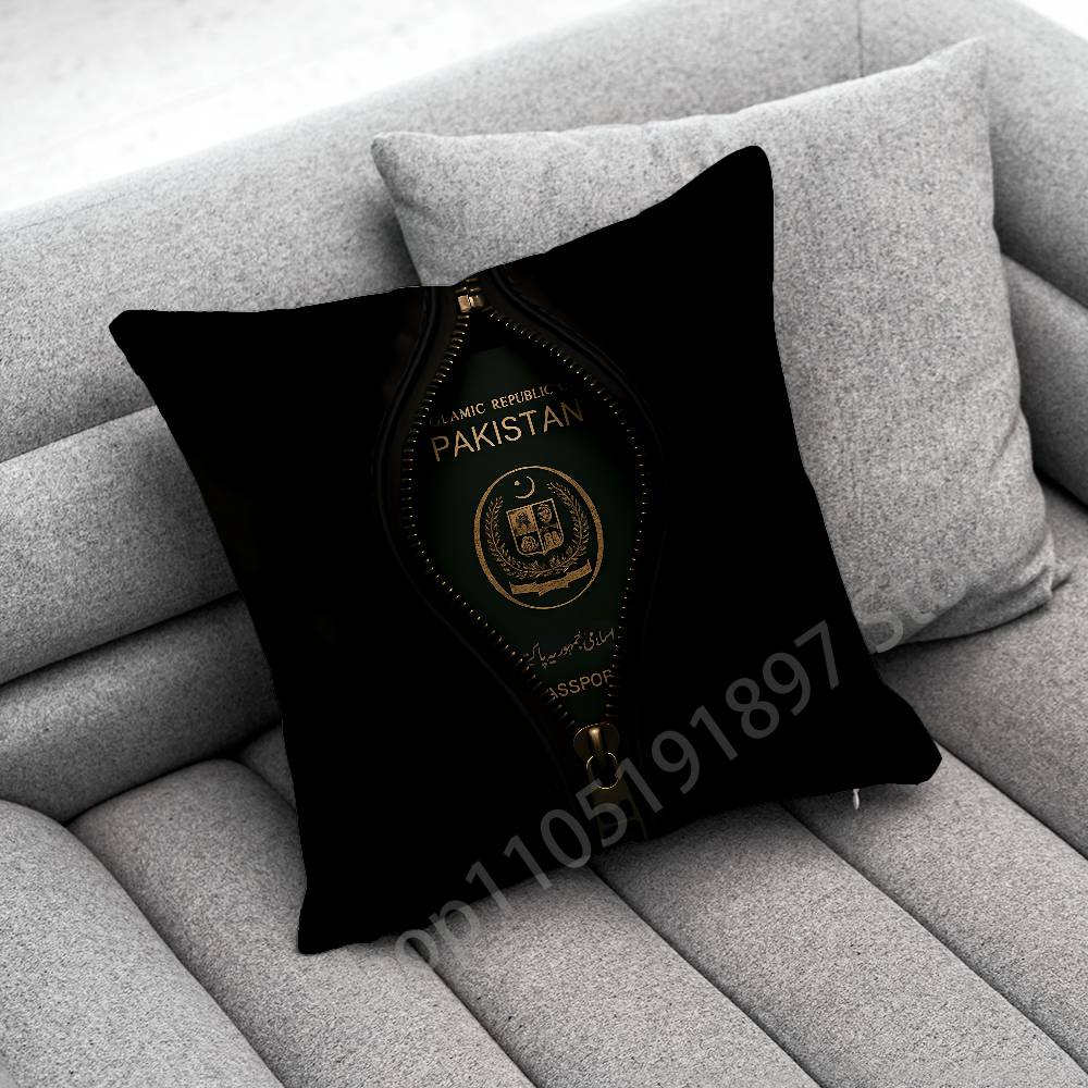 Pakistan Passport Map Flag Throw Pillow Case For 30cm 40cm 45*45cm 50cm 55cm Square Sofa Pillowcase Shell