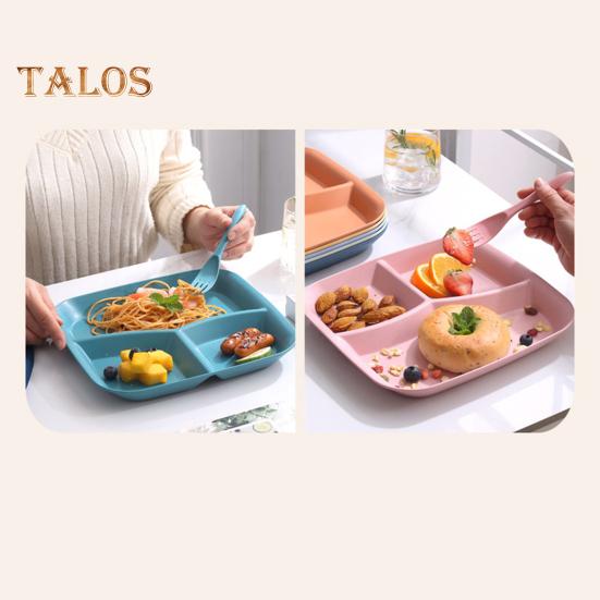 Rechteckiger Speiseteller mit 3 Fächern, lebensmittelechtes PP, spülmaschinenfest, für Erwachsene und Kinder, Frühstück, Snack, Gemüse, Mahlzeiten, Servierteller, Küchenzubehör