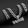 SAVAGE Large Pendant Hip Hop Cuban Chain Street Rap Alloy Full Diamond Personalized Necklace