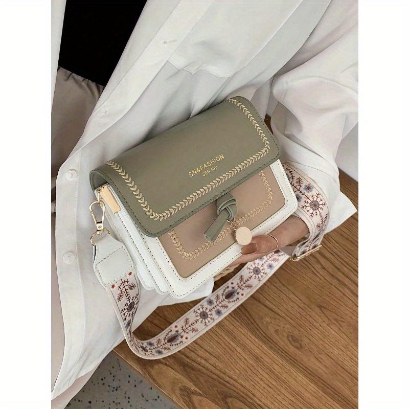 Fashionable Bag For Women, Versatile New Crossbody Bag, Casual, Color Block, Small Square Bag, Wide Strap, For Party Date School Outdoor Gift Fashion