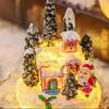 Resin House Statue Light Creative Santa Claus Snowman Lamp Miniature Figurine Sculptures  Festival