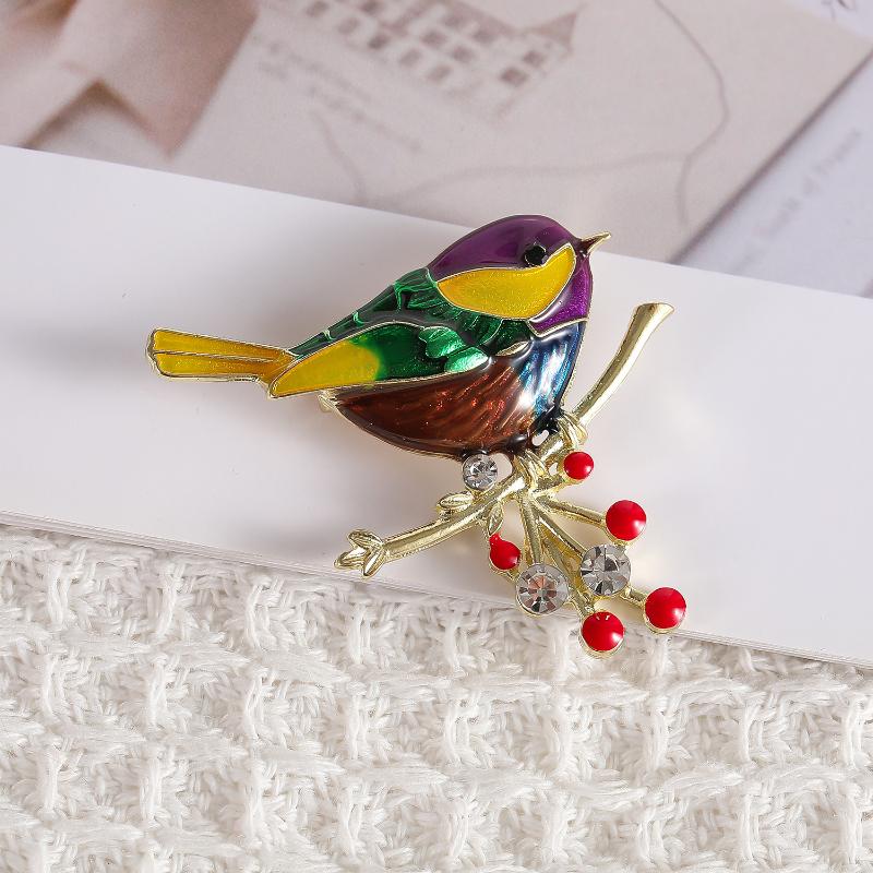 1Pcs Unisex Animal Pins Luxury Enamel Branch Bird Brooches For Women Casual Party Jewelry Accessories Gifts Decoration