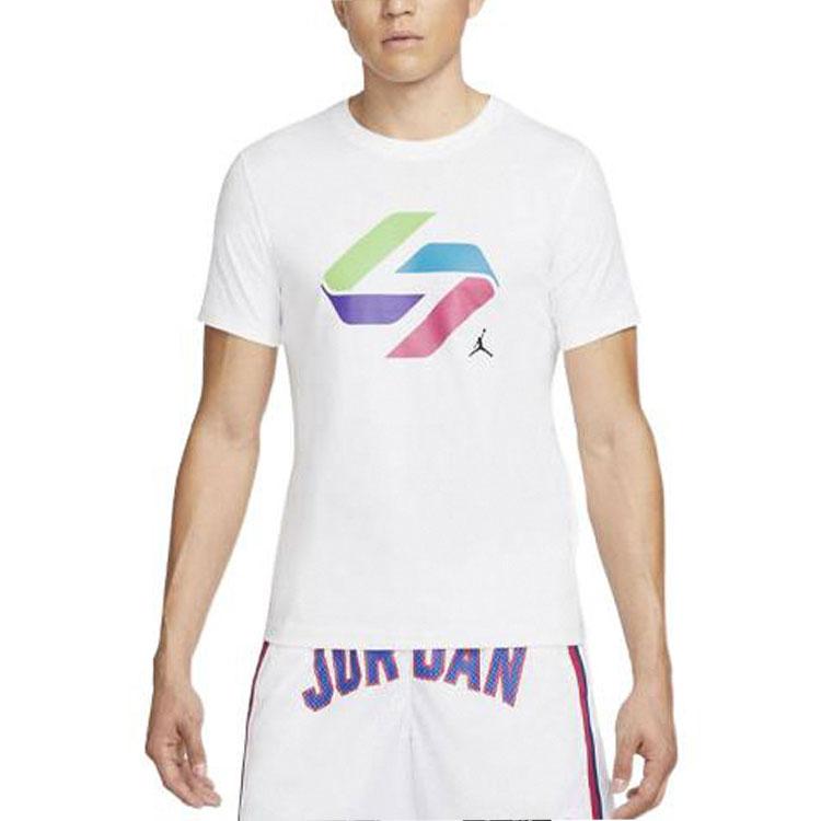 Jordan T Shirts Men's White Crew Neck Moderate Straight Fit DV5537-100