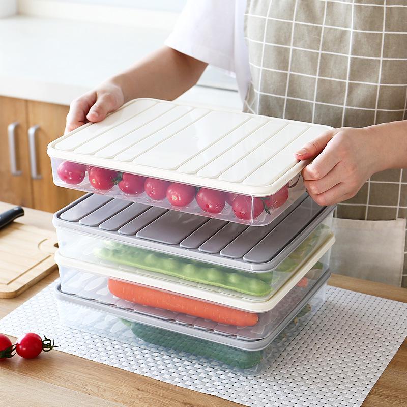 Large Transparent Japanese Square Refrigerator Storage Box - Single Layer Plastic with Seal for Freshness