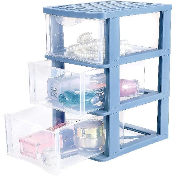 YARNOW Plastic Drawers Organizer 3 Drawer Plastic Storage Plastic Drawer Storage 5.3 x 6.8 x 9 Inch