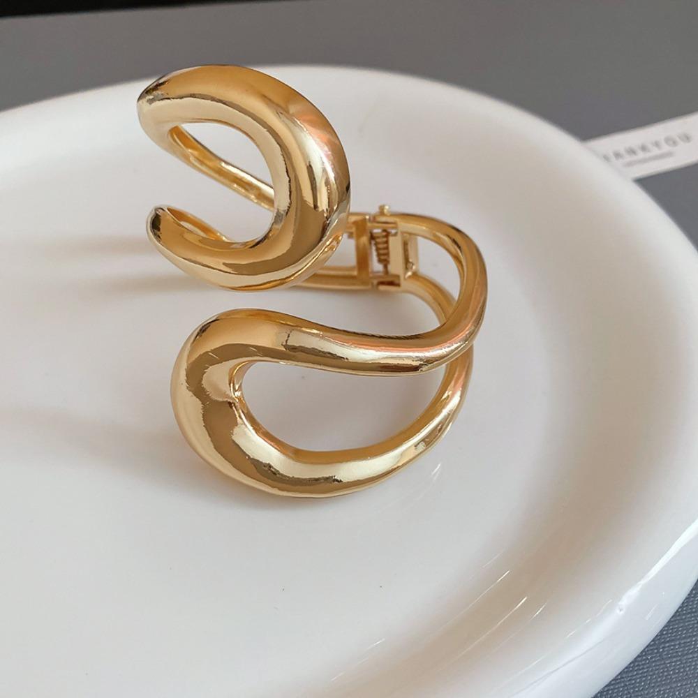 Metal Zinc Zinc Alloy Cuff Bangles Hollow Cross Exaggerated Bracelet Wide Irregular Open Bangle  Women