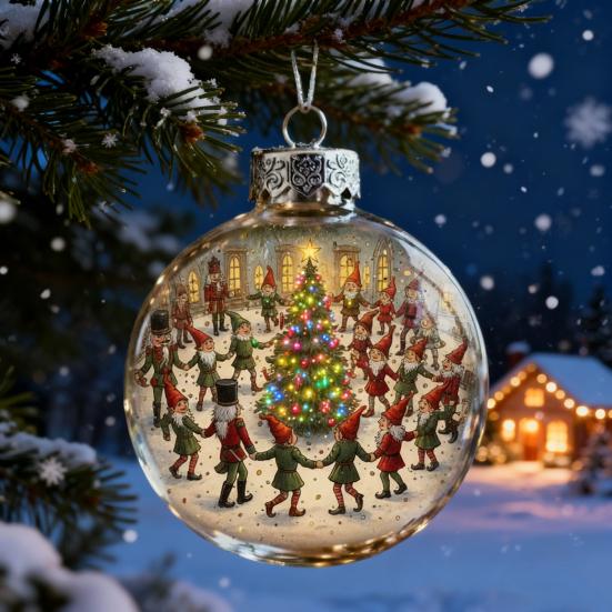 Vintage Christmas Baubles Plastic Hanging Ornaments with Classic Holiday Designs Festive Tree Decor for Home Office Party