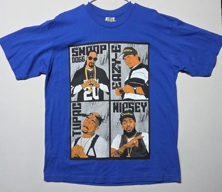 West Coast Rap Legends Shirt Mens XL Blue Tupac - Snoop Dog - Eazy-E -Nipsey Tee Unisex T-Shirt