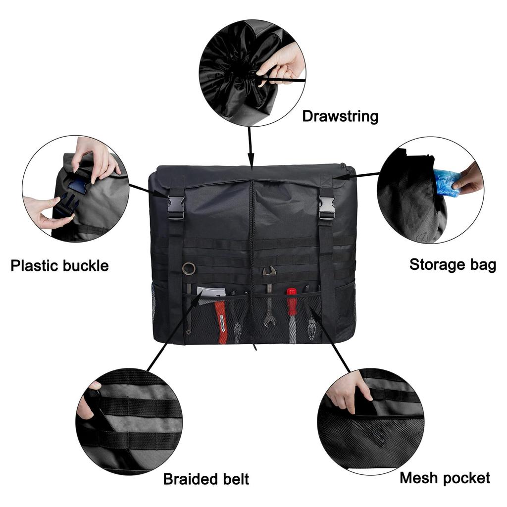 Jiawu Spare Tire Trash Spare Tire Storage Bag Heavy Duty Truck Tailgate Trash Large Retrieval Gear Firewood Camping Cargo Storage Bag Rack for SUV Car