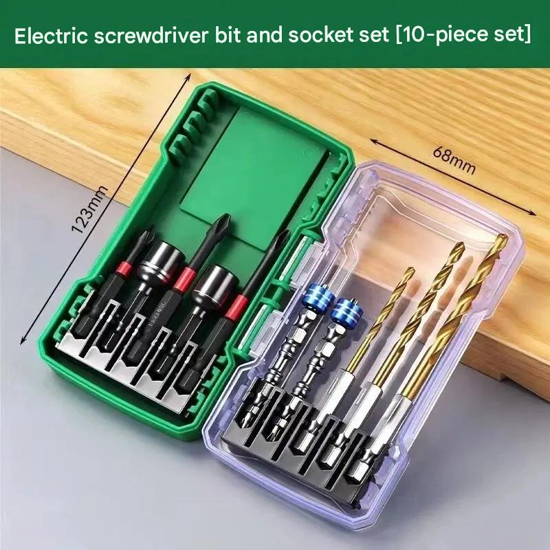 10Pcs/Set Impact Driver Bit Set Magnetic Hex Shank S2 Steel Electric Drill Bits Home Repair Furniture Assembly Power Tool Kit