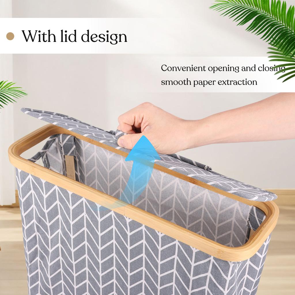 Toilet Paper Storage Basket Bathroom Organizer with Lid and Clear Side Window Large Capacity Tissue Holder Bathroom Accessories