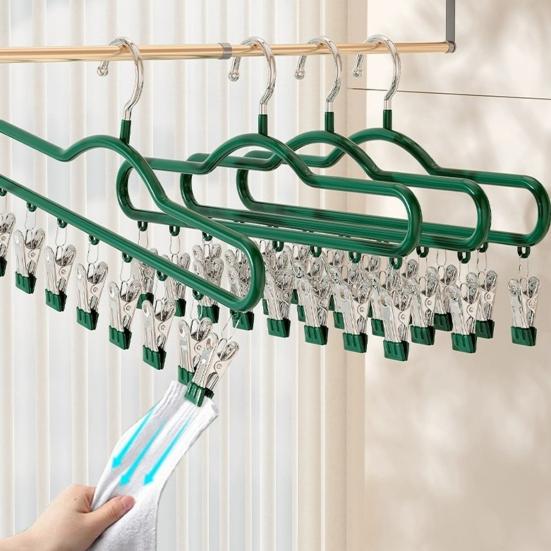 1/2/3Pcs Coat Hanger with 8 Clips Multi-Function Storage Hanger Space-Saving Hanging Wardrobe Organizer Jeans Skirts Scarves Belts Towels Accessories