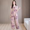 Breathable Cotton Silk Two-Piece Pajama Set for Women Aged 50-60