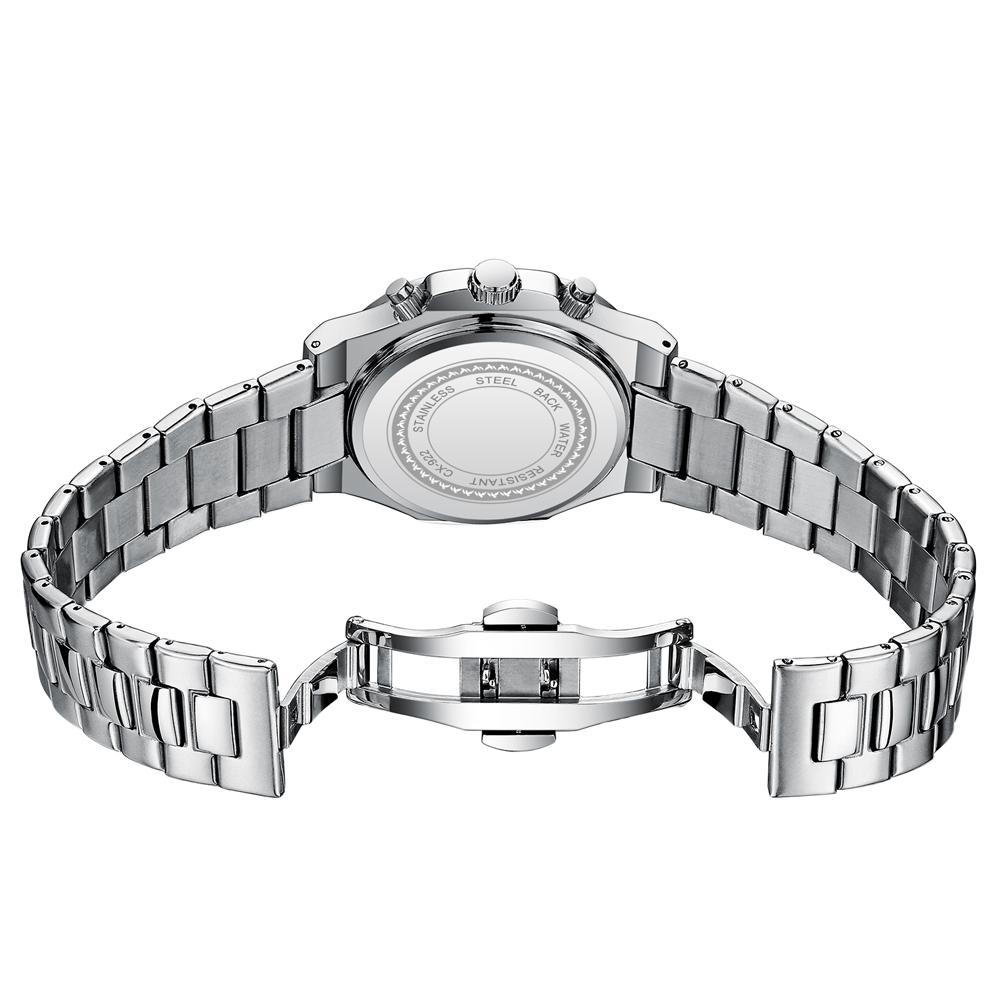 Luxury Watch Men Business Fashion Waterproof Stainless Steel Chronograph Moon Phase Quartz Wristwatch Male Clock