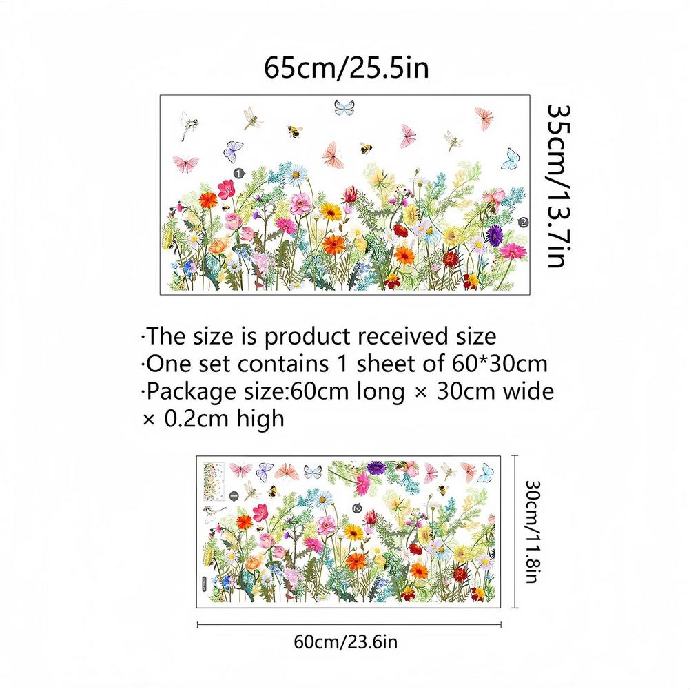 Window Stickers Removable Colorful Floral Bouquet Spring Decals For Door Mirror Wall Bathroom Kitchen Home Restaurant Decor