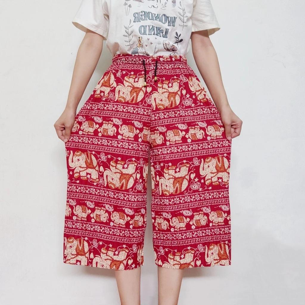 Elefant Korte Bukser Justerbar Elastisk Midje Stropp Unisex Kvinner Menn Trykk Thailand Casual Streetwear Strand Sommer Boho Bohemsk Retro Vintage