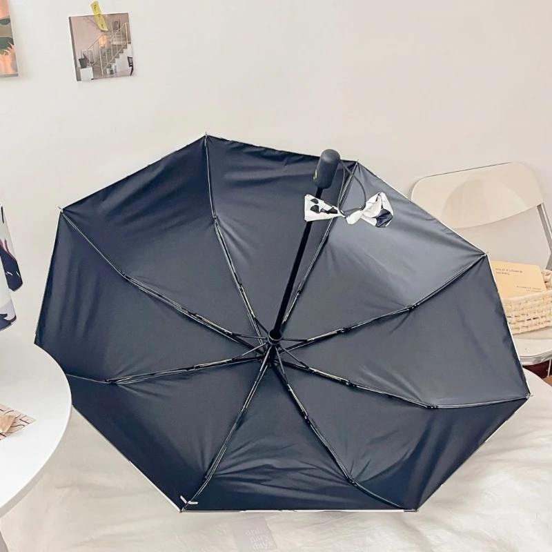 Cute Panda Travel Umbrella Windproof Compact Folding Automatic Open/Close Sun Rain Collapsible Auto Portable Umbrella for Kids