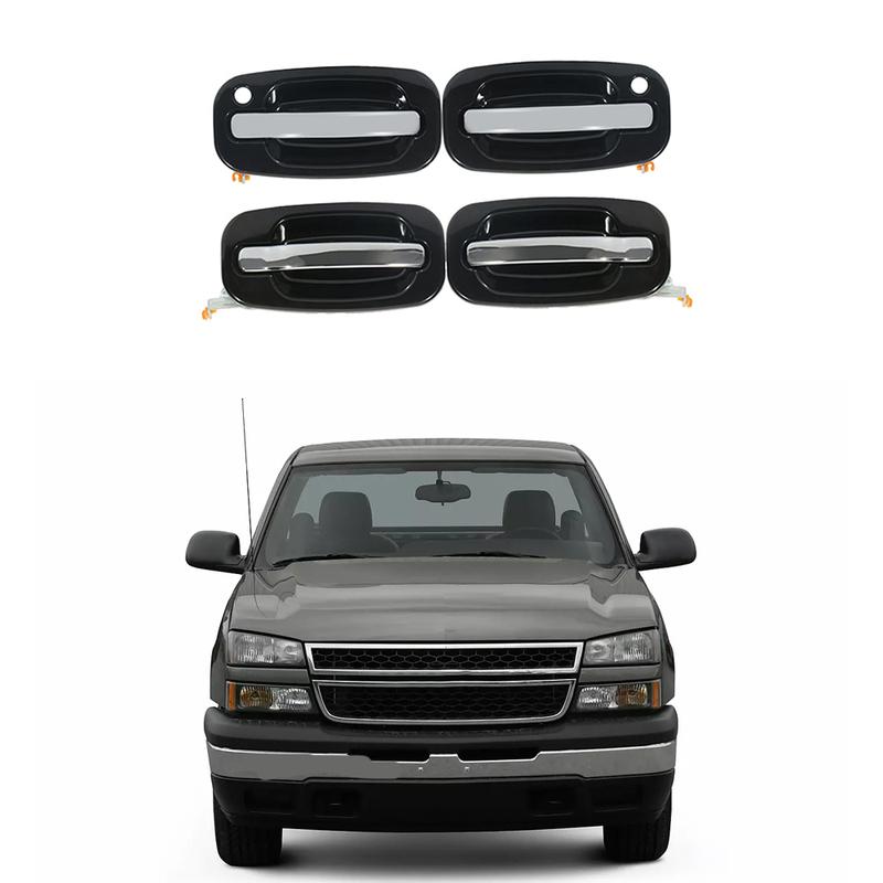 For Chevrolet Avalanche 1500 2500 Cadillac Escalade 2002 2003 2004 2005 2006 Chrome Black Exterior Door Handle Front Rear Set