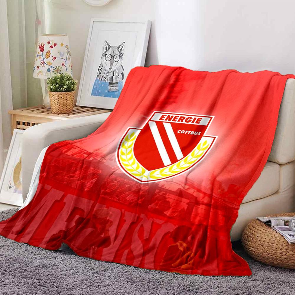 Energie Cottbus Club Crest Red Gradient Print Flannel Blanket Soft Warm Throw Blanket Football Fan Sofa Bed Decor