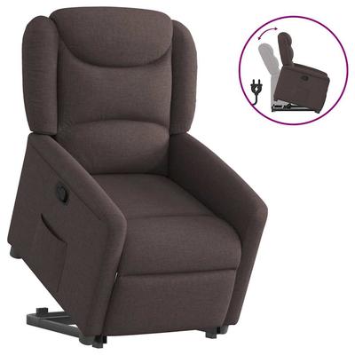 Lift-Up Reclining Armchair, Dark Brown, Fabric Upholstered