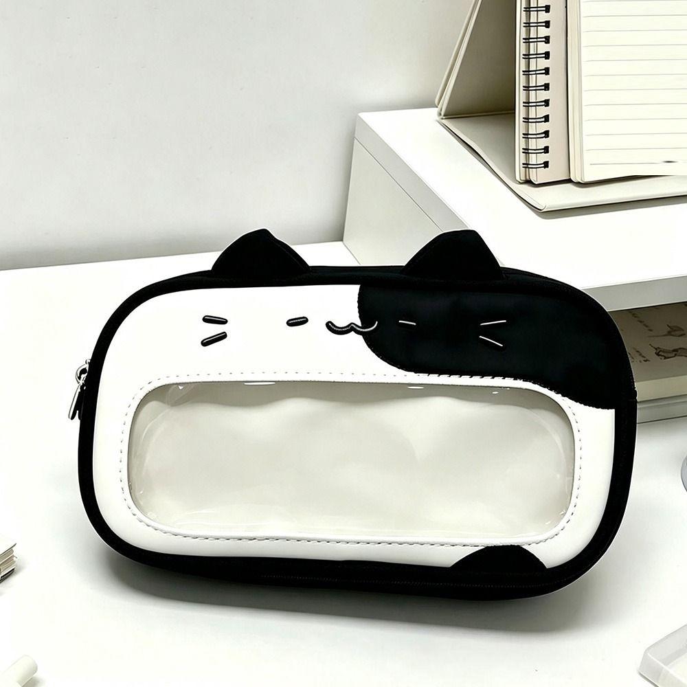 With Clear Window Pencil Pouch Double Layers Stationery Bag Kawaii Pen Bag  Gift