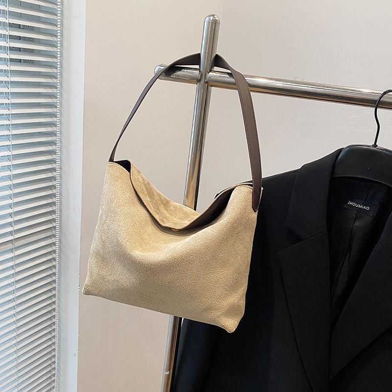 Chic Retro Design Tote Bag For Women In Stylish Black Orange Brown Khaki Colors