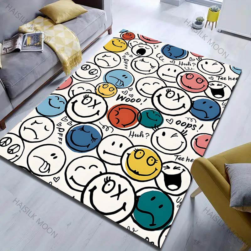 

Multi-size Selection Creative Smiley Face Pattern Carpet for Living Room Bedroom Sofa Home Decor Non-slip Floor Mat Large Size 40x60cm (16x24in)