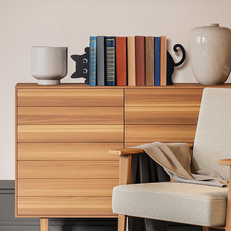 Cute Cat-Shaped Bookend, Desktop Bookshelf, Book Clip, Stationery Storage Book Stand, Home Desktop Decoration.