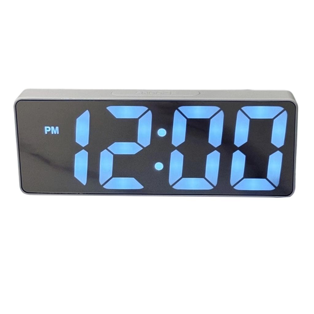 Modern Mirrored Design Electronic Alarm Clock USB Battery Operated LED Display Temperature Sensors Snoozes Function