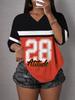 T-shirt da Donna Attitude N.28 Stampa Scollo a V Manica Corta Estate Maglietta Grafica Maglie a Rete Taglie Forti T-shirt Sportiva