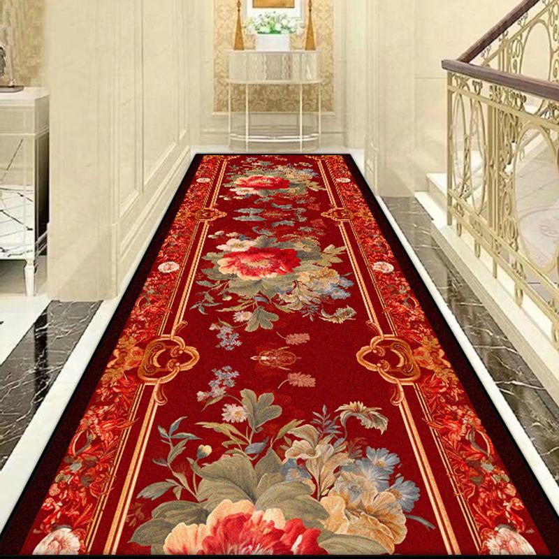 European Style Luxury Long Corridor Carpet Decoration Home Villa Stairs Passageway Runner Rug Customizable Living Room Aisle Mat