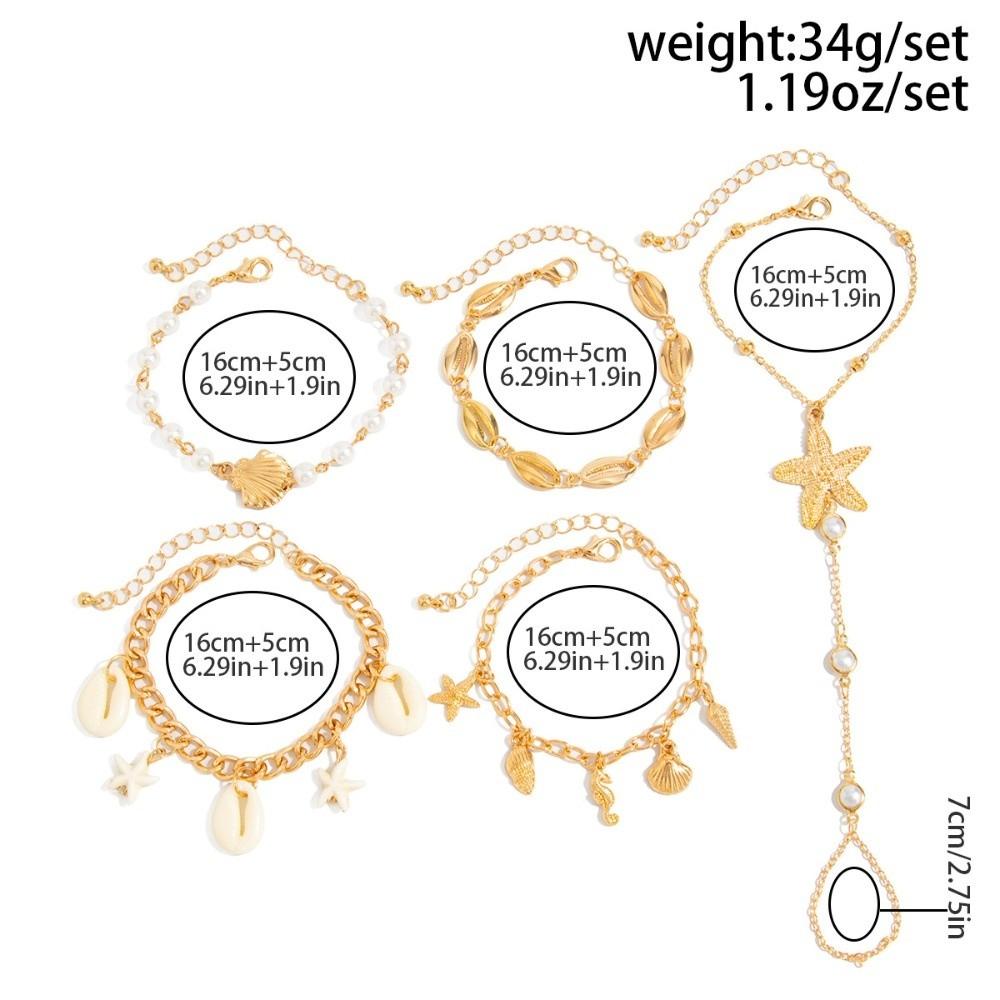 Pearl Conch Beaded Bangles Starfish Wrap Charm Hand Chain New Multilayer Shell Bracelets  Gifts