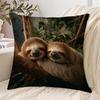 1pc Sloth Pillow Cover On a Jungle Branch, Made of Soft And Comfortable Polyester Short Plush Fabric, Single-Sided Print, 44.96*44.96 Cm, Machine Wash