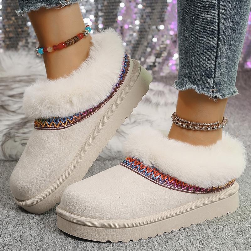 Modische koreanische Schneestiefel in gemischten Farben für Damen 2025 Winter Runde Zehenpartie Plateau Plüsch Botas Damen Weich Fellig Warm Schneestiefel Damen