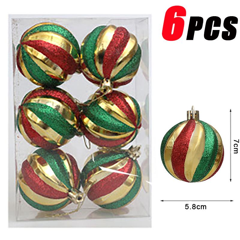 6Pcs Christmas Ball Ornaments With Painted Xmas Tree Hanging Pendant New Year Gifts For 2025 Christmas Navidad Party Decoration