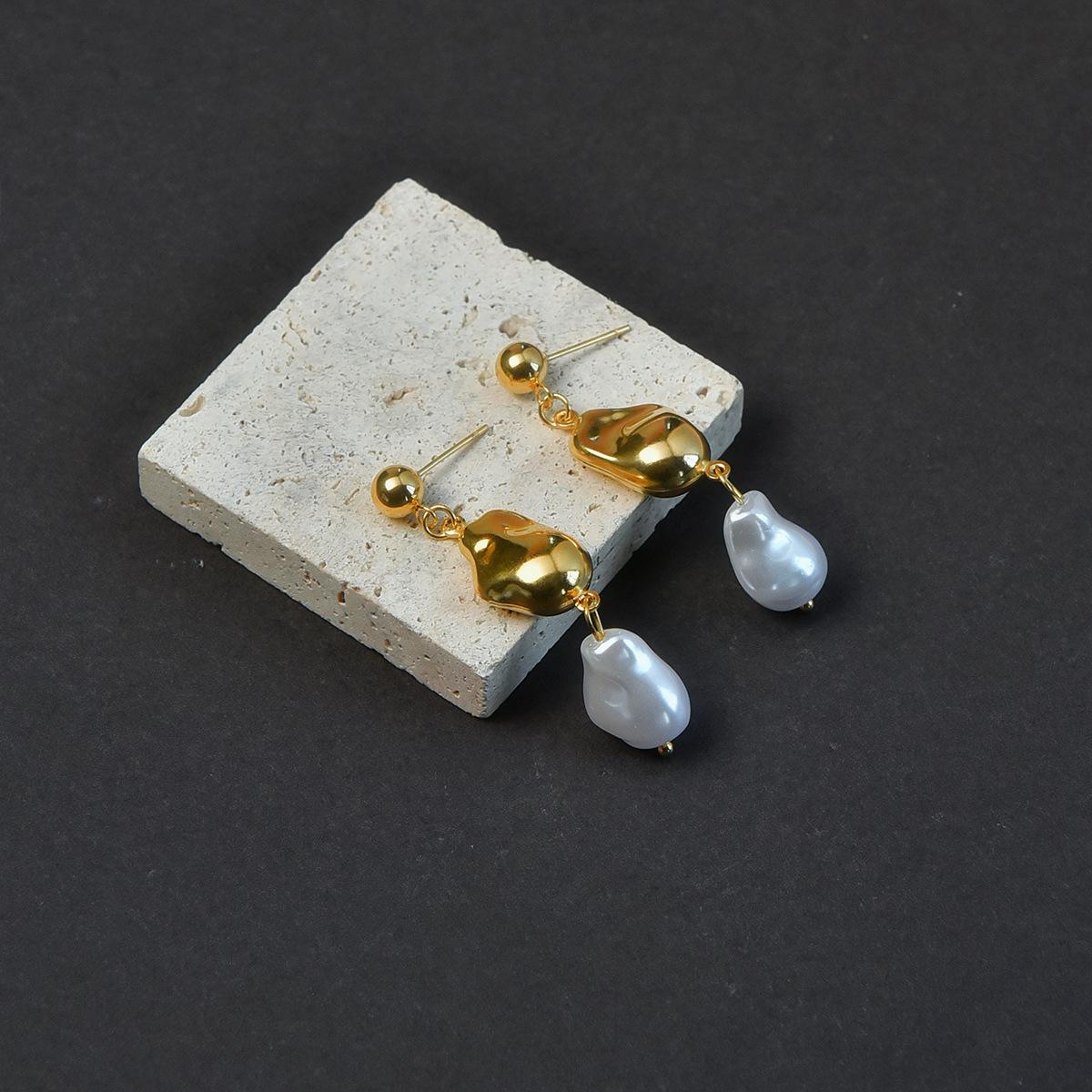 Жемчужное колье в стиле барокко Искусственный жемчуг Цепочка на ключицу Металл Простой тренд Европейский и американский набор колье earing