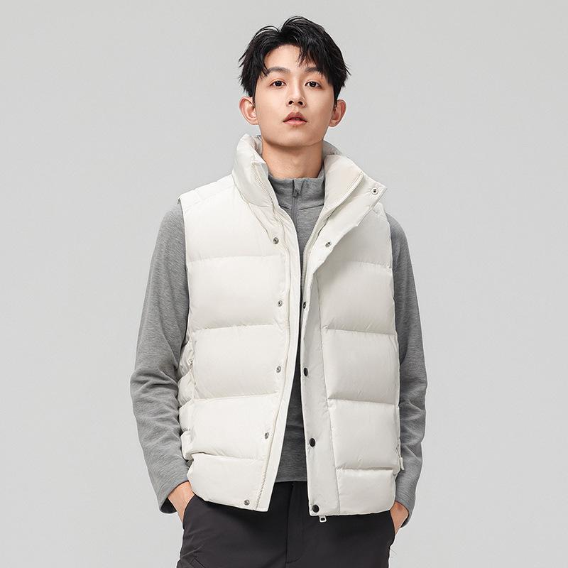Men's High-End Fashion Lightweight Sleeveless Down Vest with Stand-Up Collar