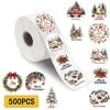 500Pcs/roll Merry Christmas Stickers Cartoon Laptop Phone Cafe Luggage Bicycle Cartoon Words Streetwear Waterproof Sticker