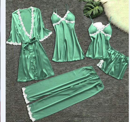 5 szt. Moda damska Zestawy piżam Jedwabna koronkowa bielizna Szlafroki Garnitury Homewear Bielizna nocna Garnitury