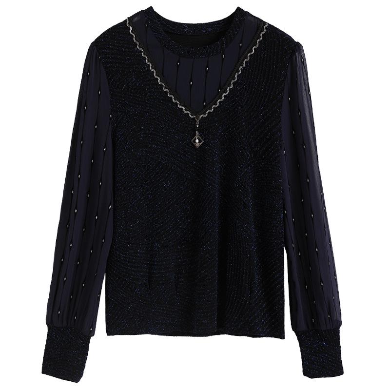 2023 Spring & Autumn Women's Long Sleeve Loose Base Shirt for Middle-aged Moms