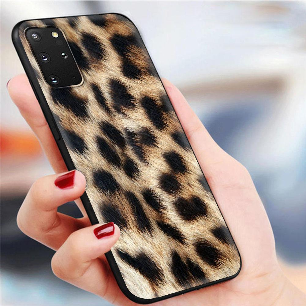 Capa de telefone para Samsung Galaxy S20 Ultra FE 5G S10 Lite S9 S8 Plus S7 Edge S10e TPU Capa de concha preta Sexy Leopard Print Panther