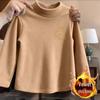 2025 Winter Kids' Plush Velvet Base Layer Half-High Collar T-Shirt for Boys & Girls